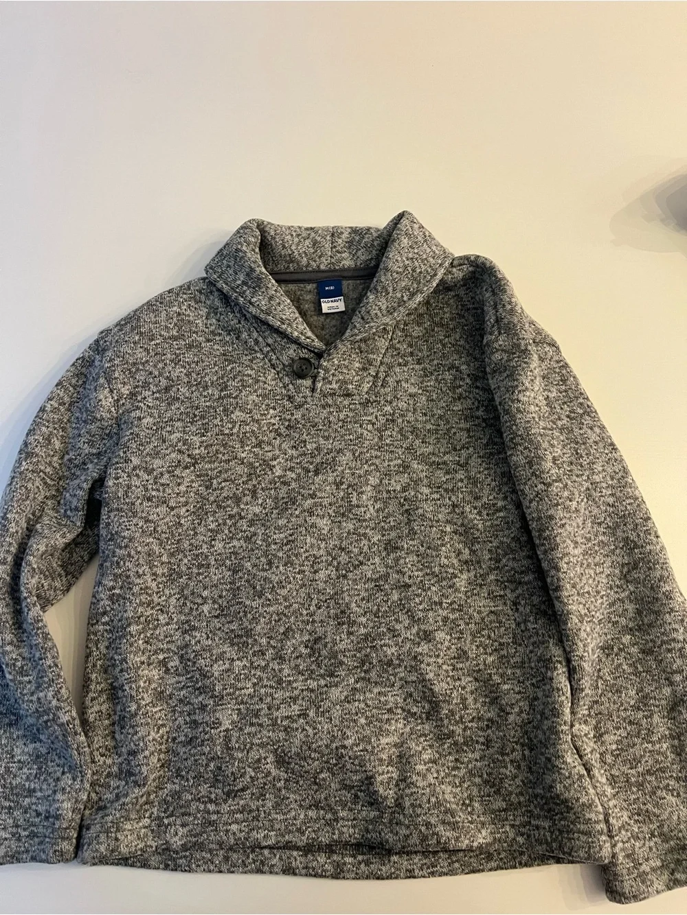 Old Navy Heather Gray Shawl-Collar Quarter-Snap Sweater